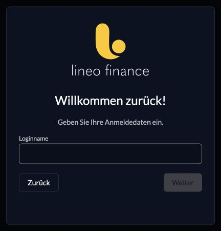 Anmeldung bei Lineo mit dem Eingabefeld für den Loginnamen
