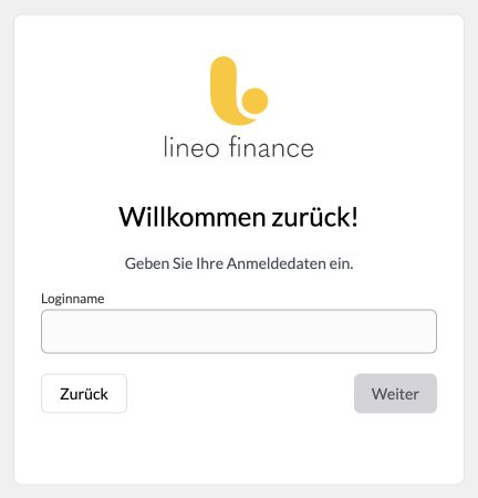 Anmeldung bei Lineo mit dem Eingabefeld für den Loginnamen
