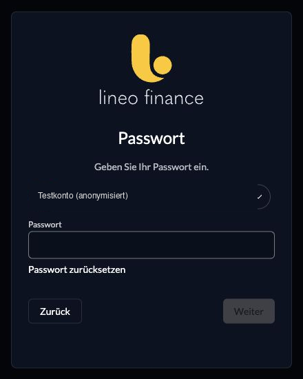 Passwort-Anmeldung mit leerem Passwortfeld und Passwort-zurücksetzen-Aktion