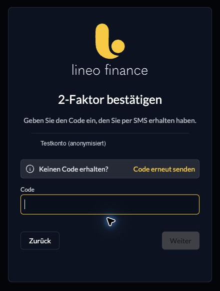 Anmeldung mit SMS-Code bei einem Konto mit eingerichtetem SMS-Faktor