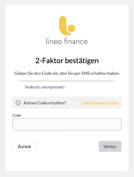 Anmeldung mit SMS-Code bei einem Konto mit eingerichtetem SMS-Faktor