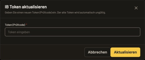 Kundenformular zum Aktualisieren des Tokens mit leerem Tokenfeld