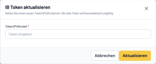Kundenformular zum Aktualisieren des Tokens mit leerem Tokenfeld